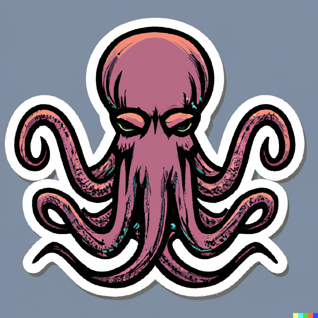 Prompt: kraken sticker illustration