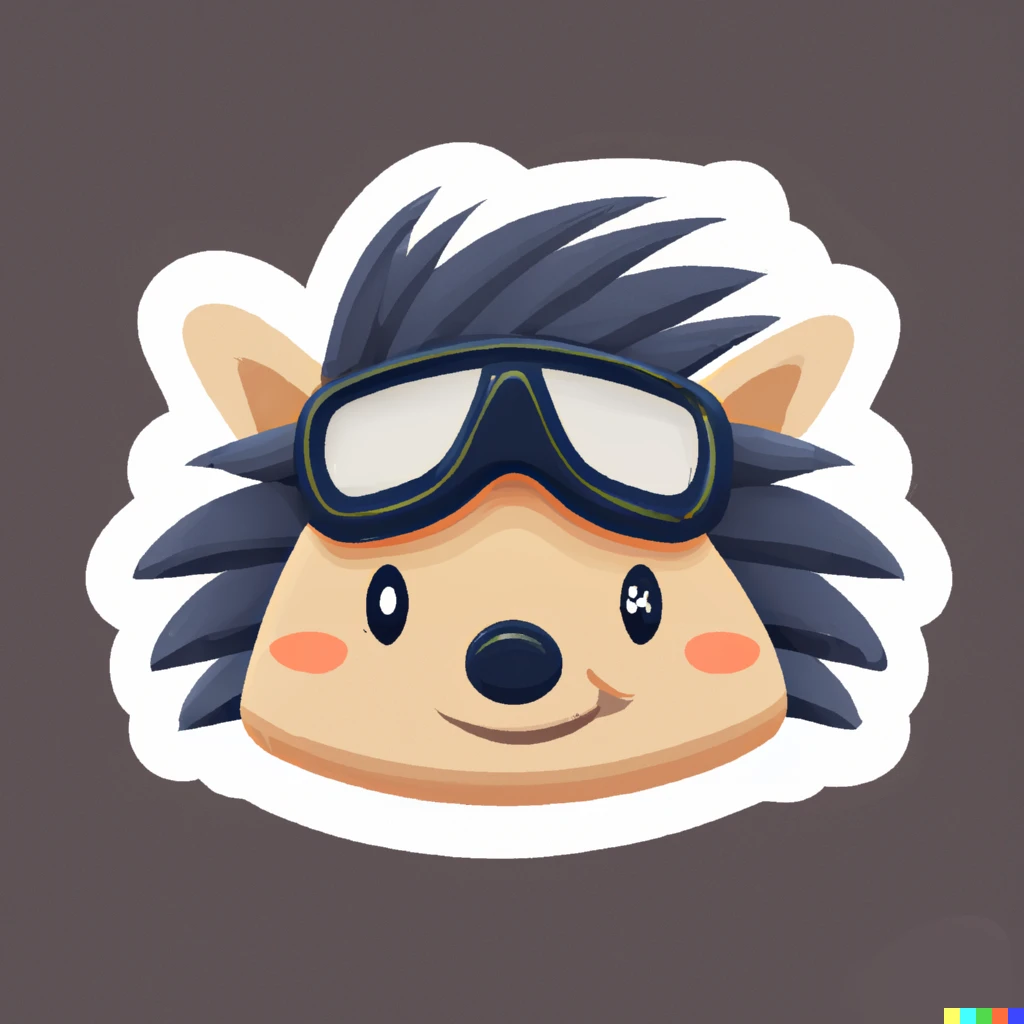 Prompt: hedgehog aviator sticker illustration