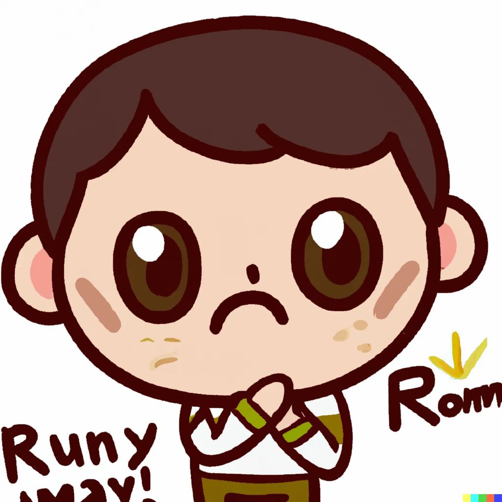 Prompt: “Raymond from animal crossing being nervous, sticker illustration”