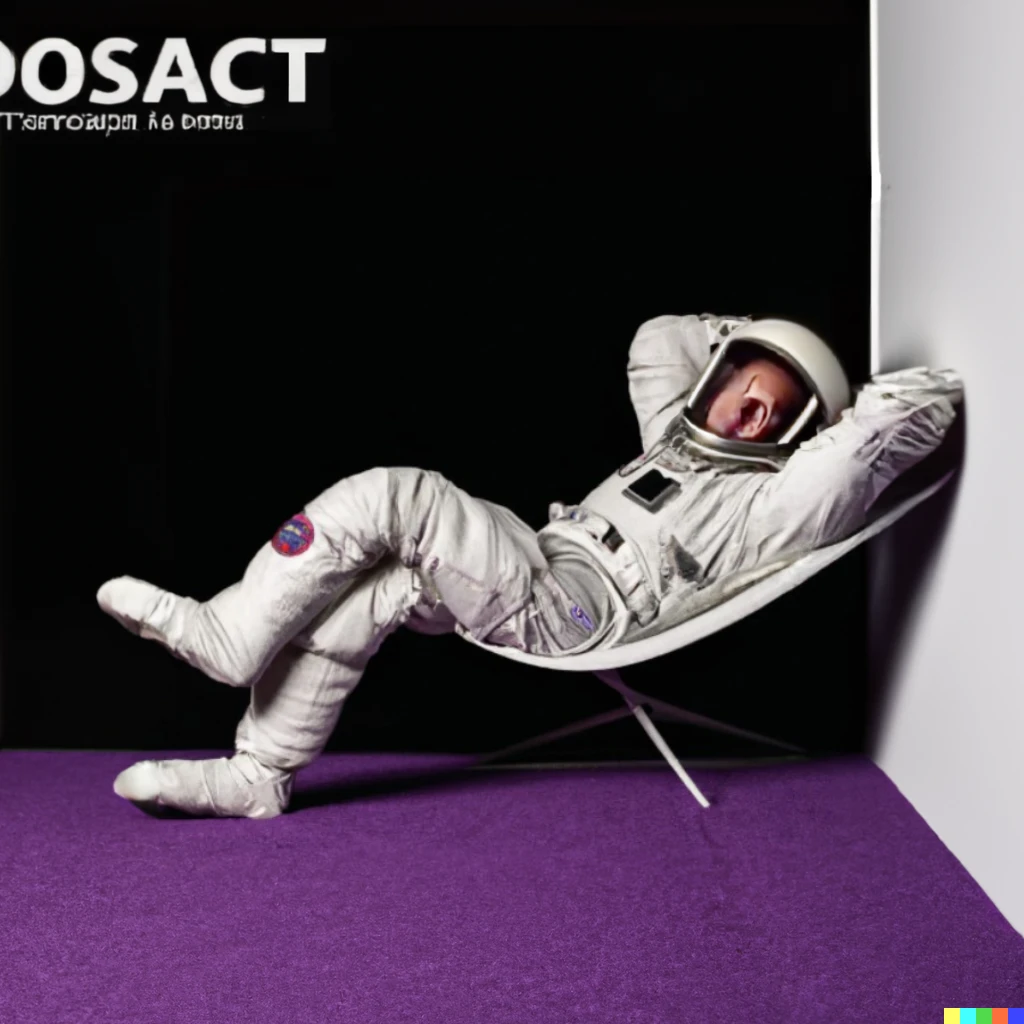 Prompt: An astronaut lounging with one hand behind his head, looking at the camera