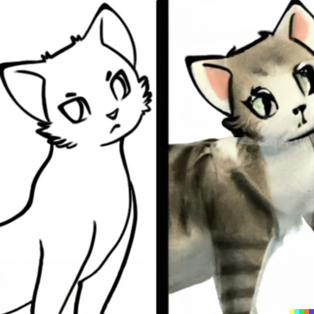 Prompt: a photorealistic render on the right of the exact same cat on the left