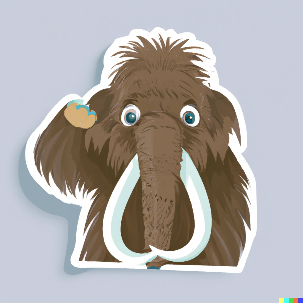 Prompt: expressive wooly mammoth sticker illustration