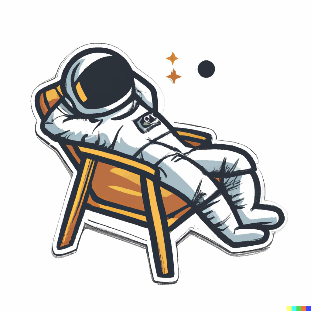 Prompt: lounging astronaut sticker illustration