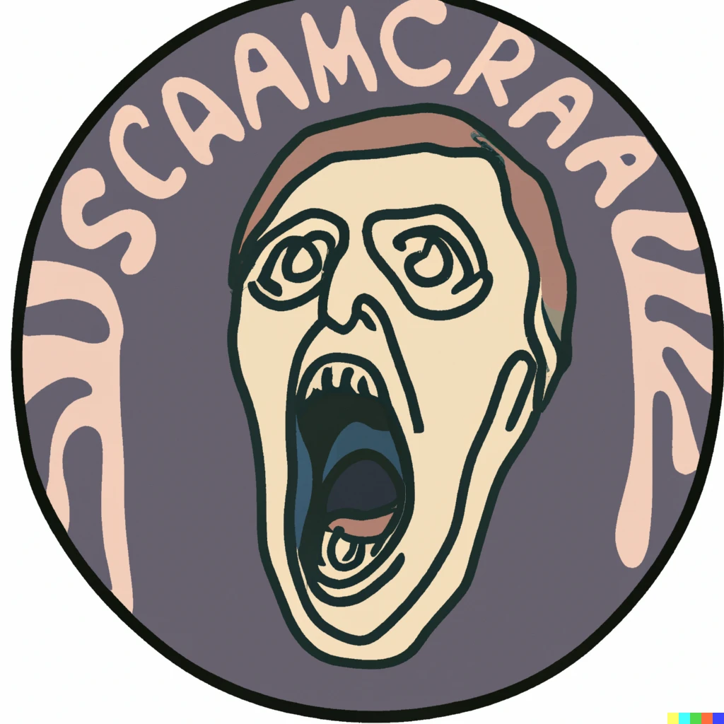 Prompt: The Scream by Edvard Munch as a sticker illustration