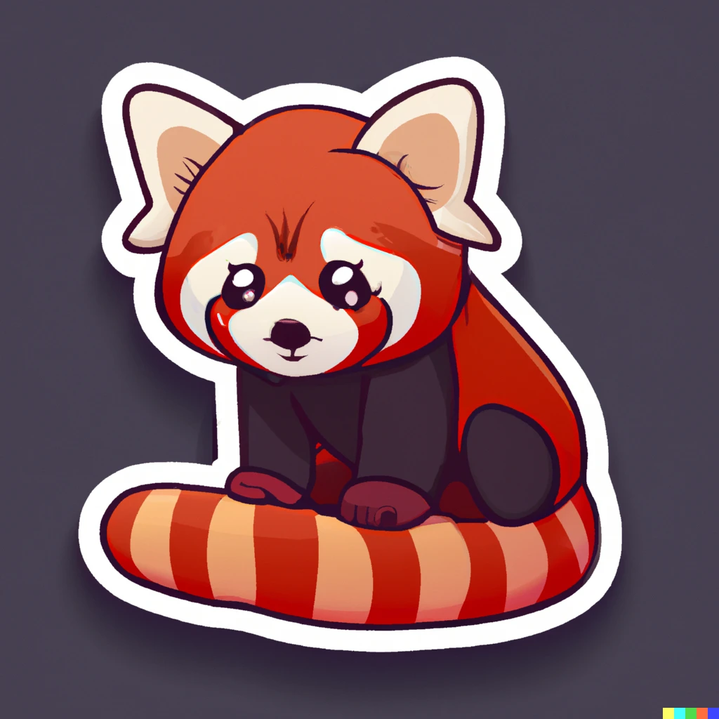 Prompt: red panda sticker illustration