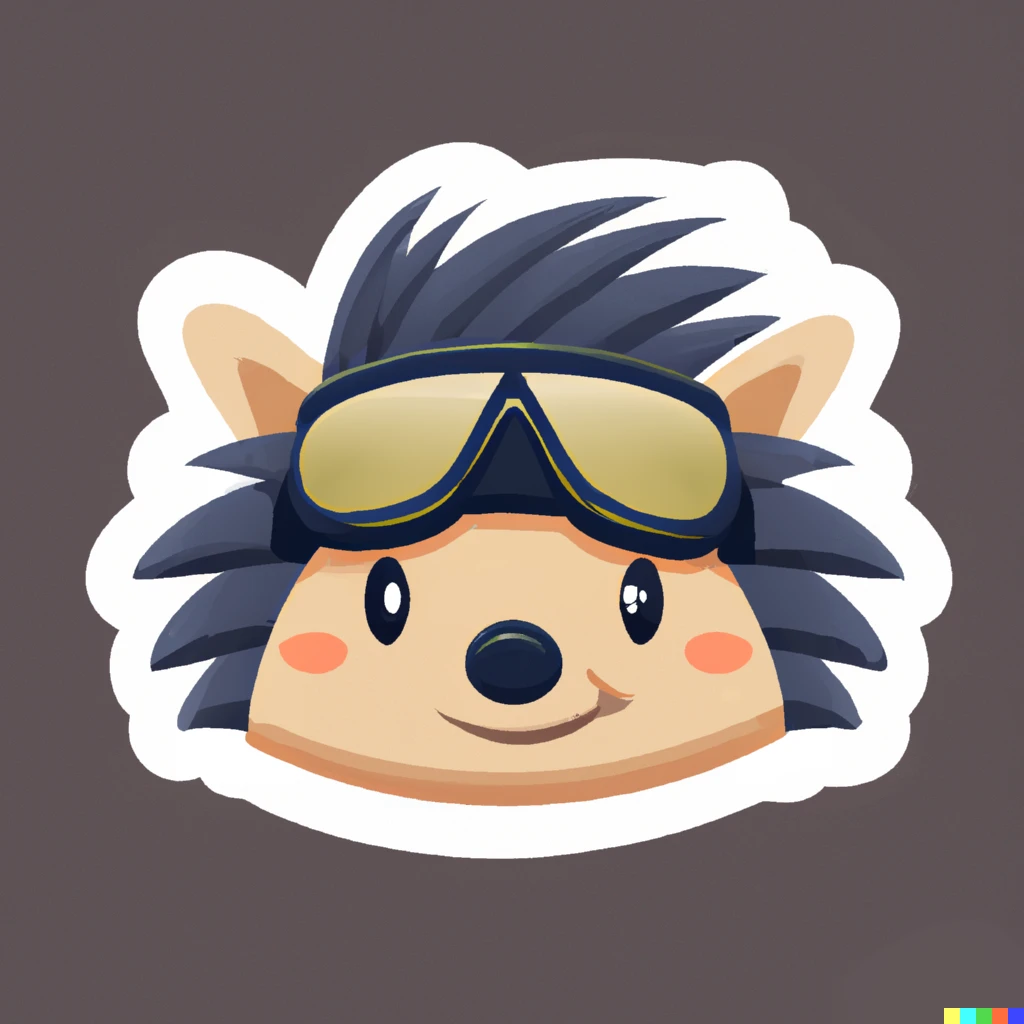 Prompt: hedgehog aviator sticker illustration