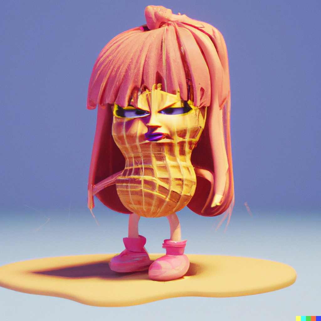 Prompt: a peanut character with a suspicious facial expression, unreal engine