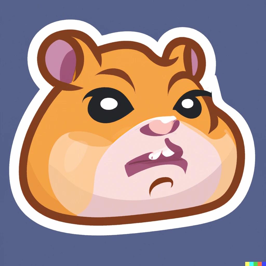 Prompt: A hamster making the "PogChamp" face, adobe sticker illustration svg