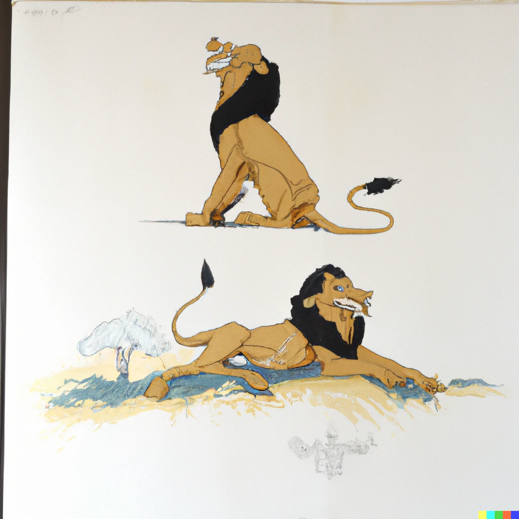 Prompt: Animation Cels from The Lion king, tv series illustrated by Osamu Tezuka