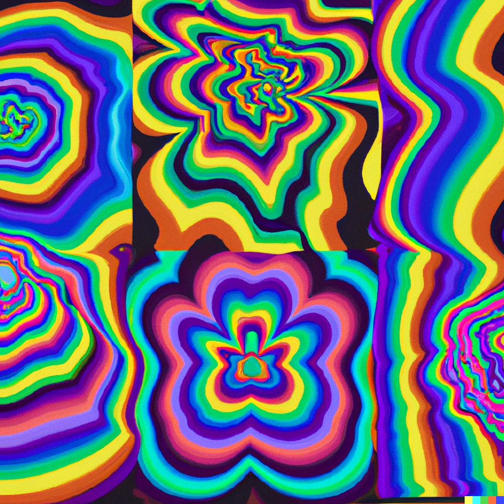 Prompt: Three distinct psychedelic patterns