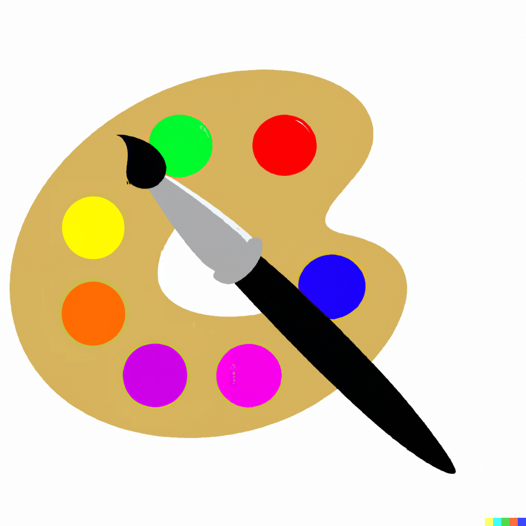 DALL·E 2 | Icon of painting palette with red; yellow; yellow, orange ...