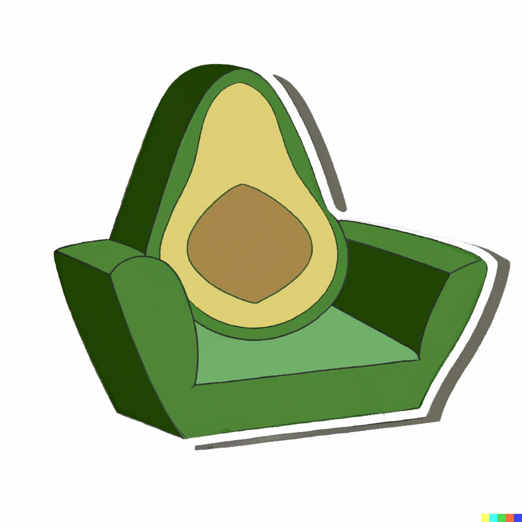 Prompt: origami avocado armchair, sticker illustration