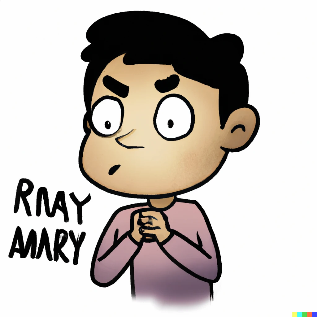 Prompt: “Raymond from animal crossing being nervous, sticker illustration”