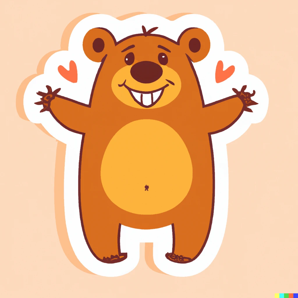 Prompt: happy giddy bear sticker illustration