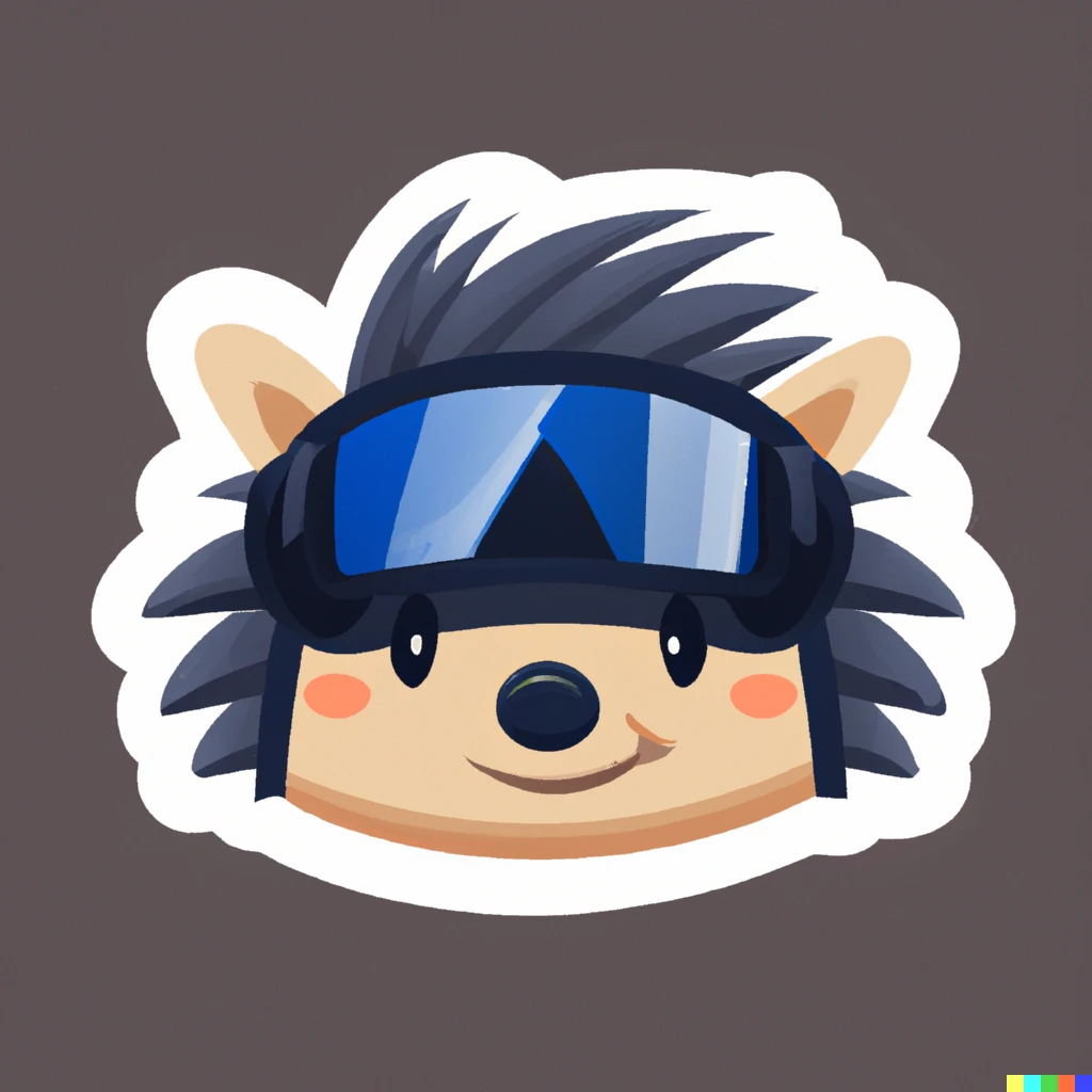 Prompt: Hedgehog aviator sticker illustration