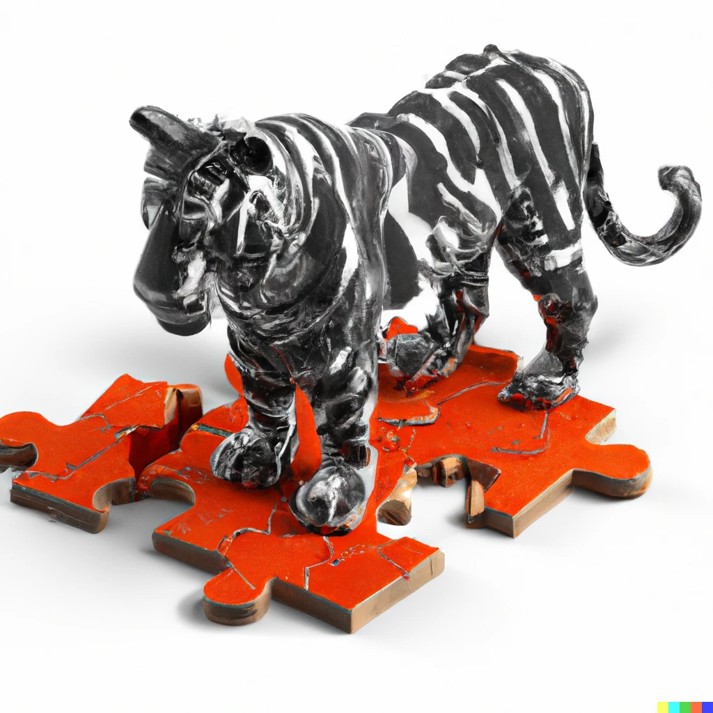 Prompt: a 3d puzzle of tiger, high quality render