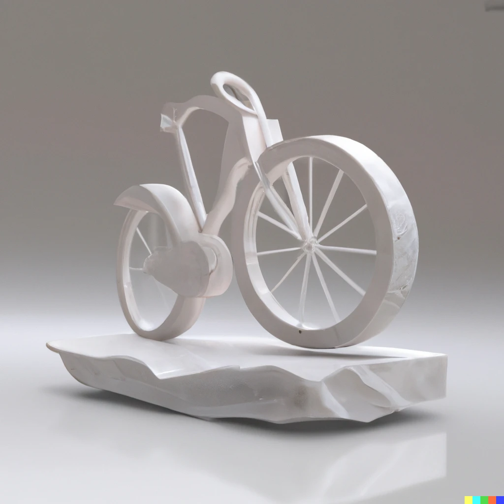 Prompt: 3D RENDER OF A MARBLE SCULPTURE OF A CYCLE