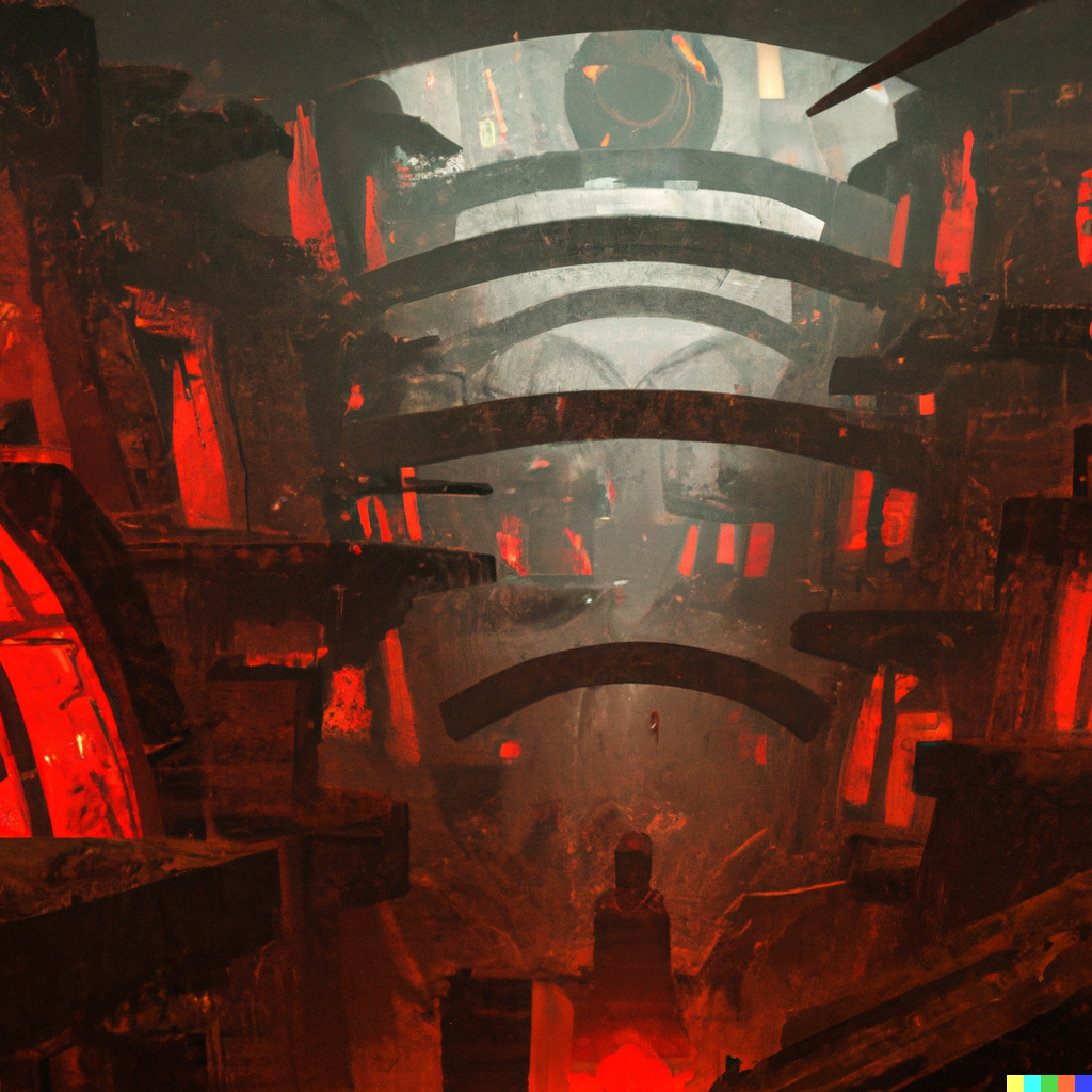 Jeff × DALL·E | Subterranean medieval fantasy city with brutalist ...