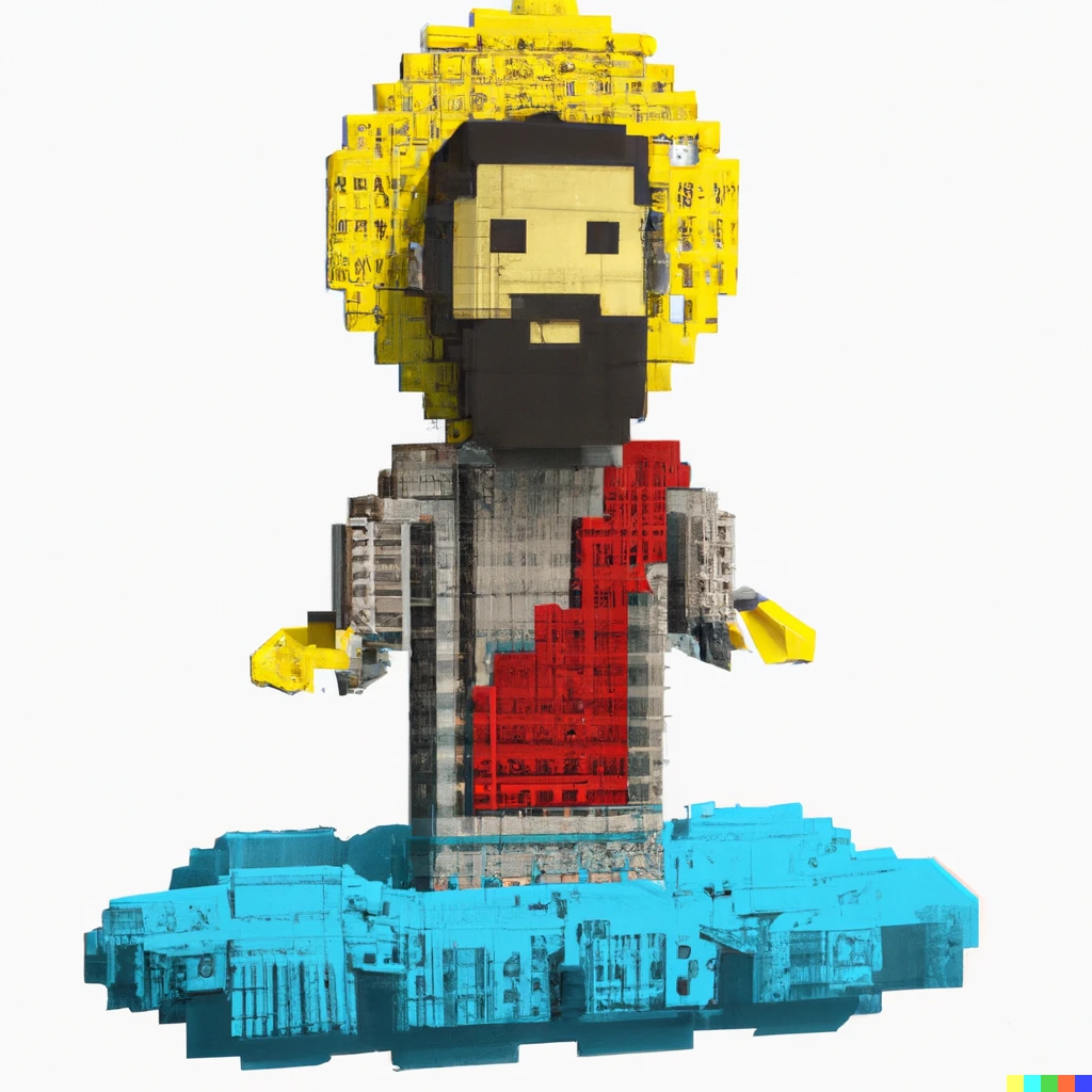 Prompt: a picture of god if he were made of lego bricks