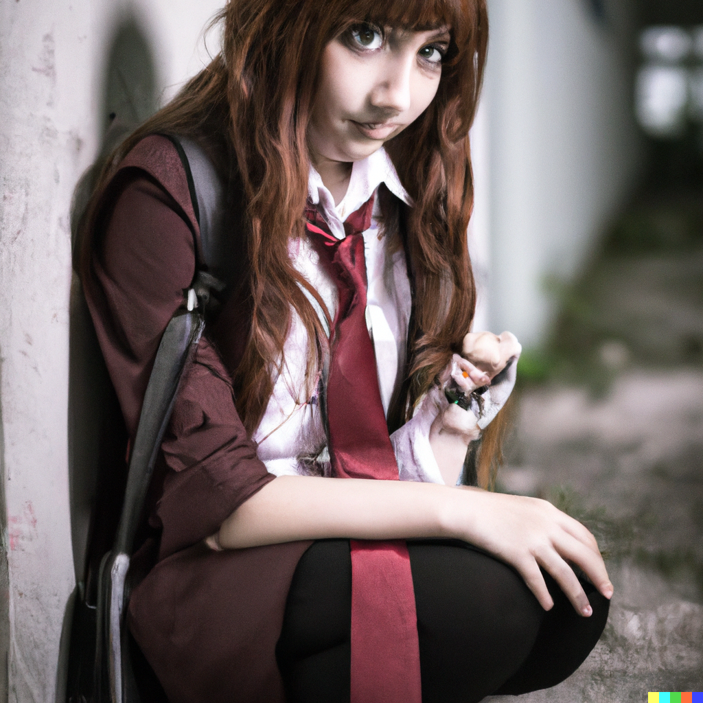 Pascal × DALL·E 2 | portrait of a cosplay of makise kurisu from steins ...