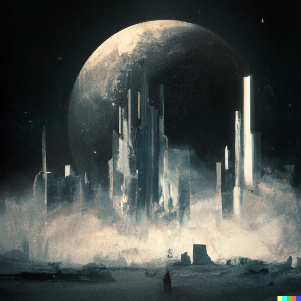 Prompt: A sprawling lunar metropolis. A technological and engineering masterpiece. A utopia in lunar beauty.