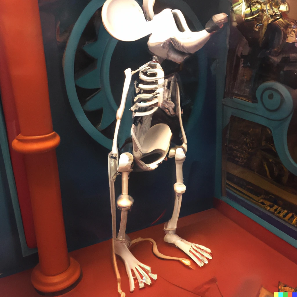 Prompt: Mickey Mouse’s skeleton
