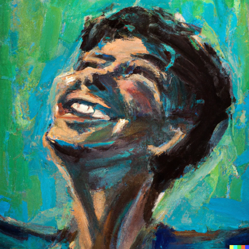 Prompt: An Impressionist oil painting of a man experiencing joy