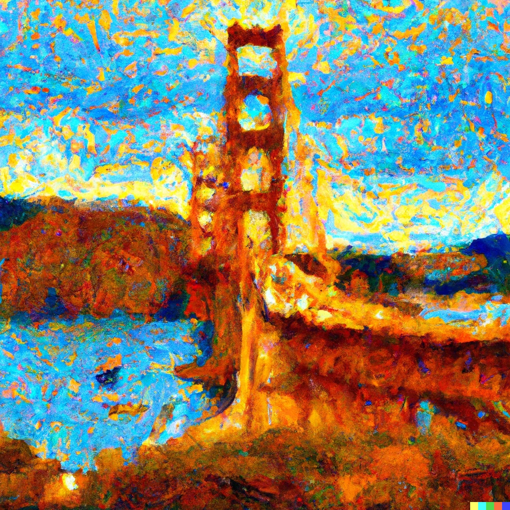 Prompt: A Van Gogh style San Francisco Golden Gate Bridge 
