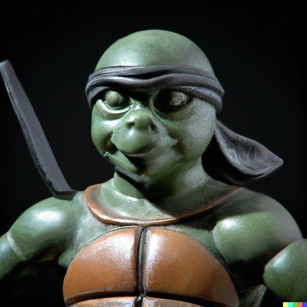 Prompt: Donatello the Ninja Turtle in the sculpture style of Donato di Niccolò di Betto Bardi
