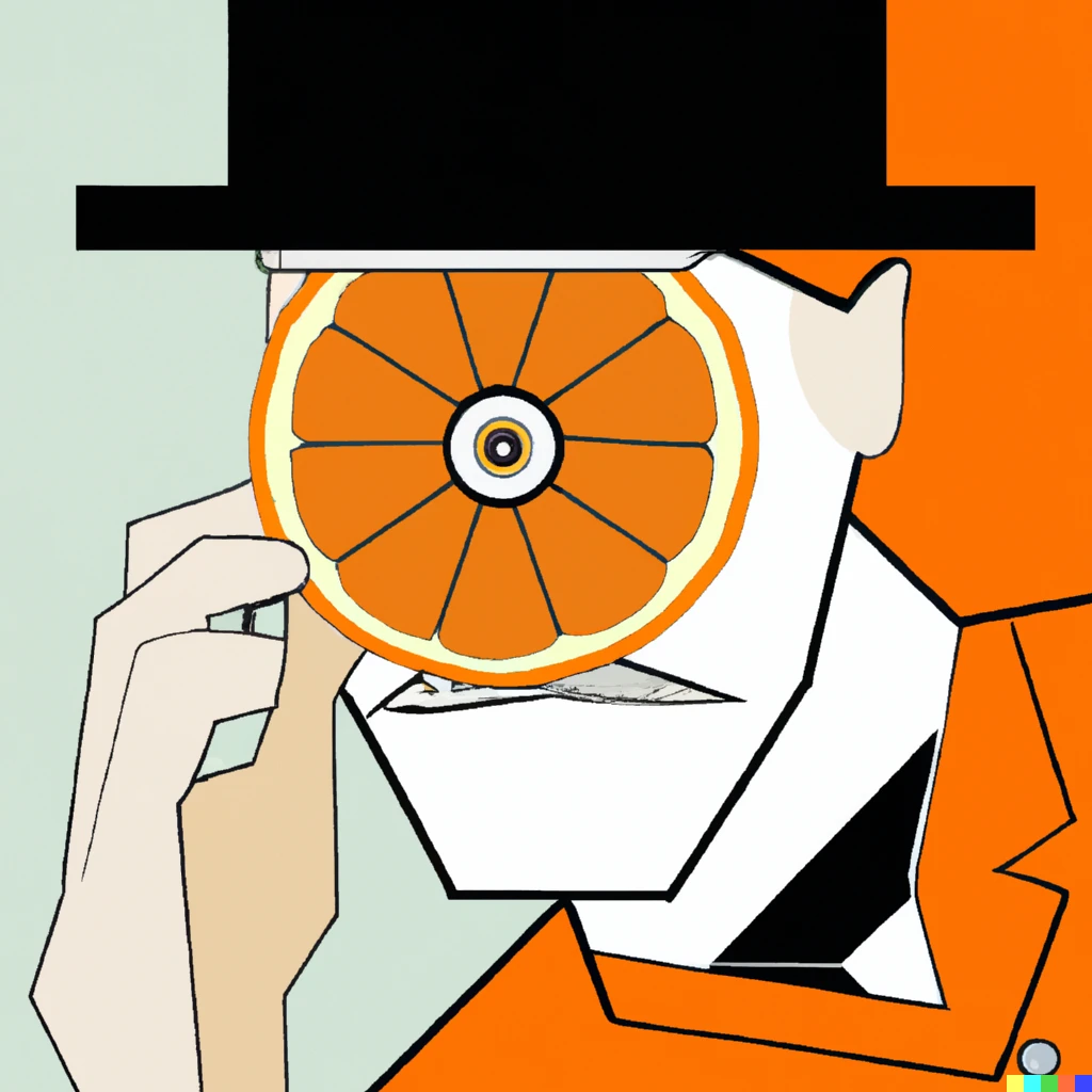 Prompt: A clockwork Orange in cubism