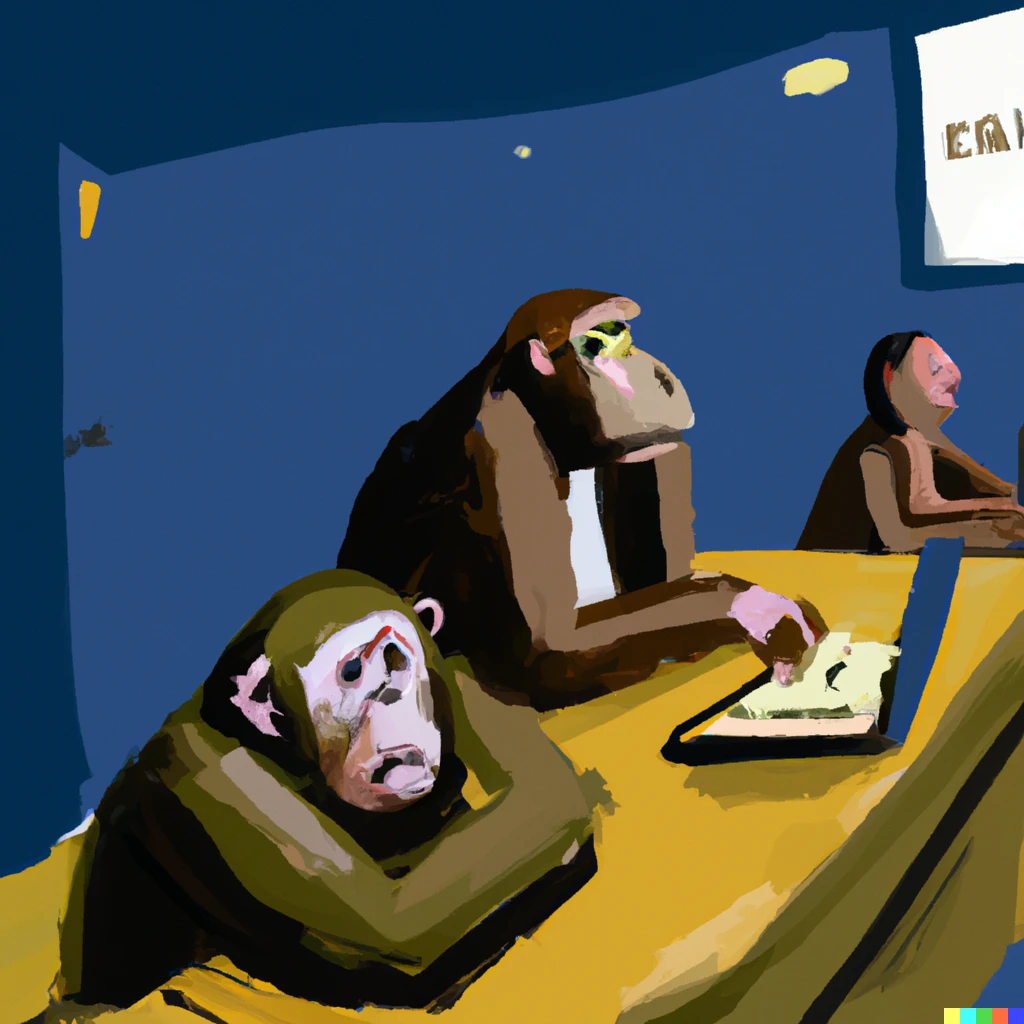 Prompt: bored ape computer club in the style of edward hopper