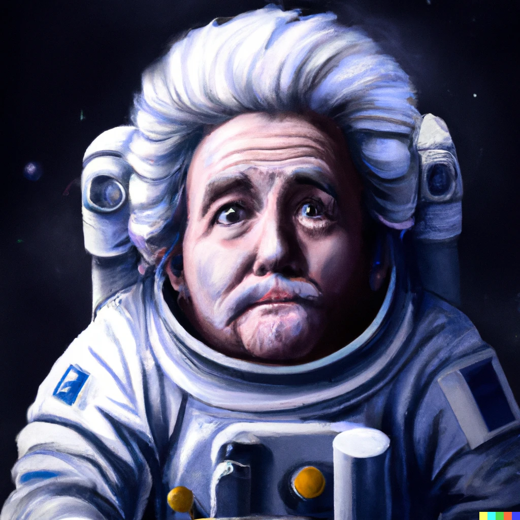 Prompt: Einstein as astronaut on moon, digital art