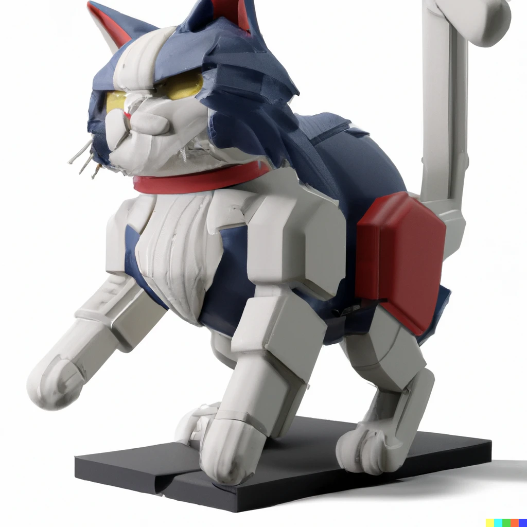 Prompt: Cat as a gundam 3D model