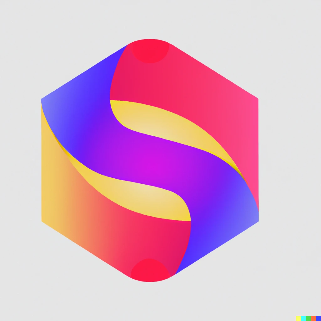 Prompt: 3d geometric gradient logo that looks like an "s". rounded corners. red yellow magenta and cyan colors