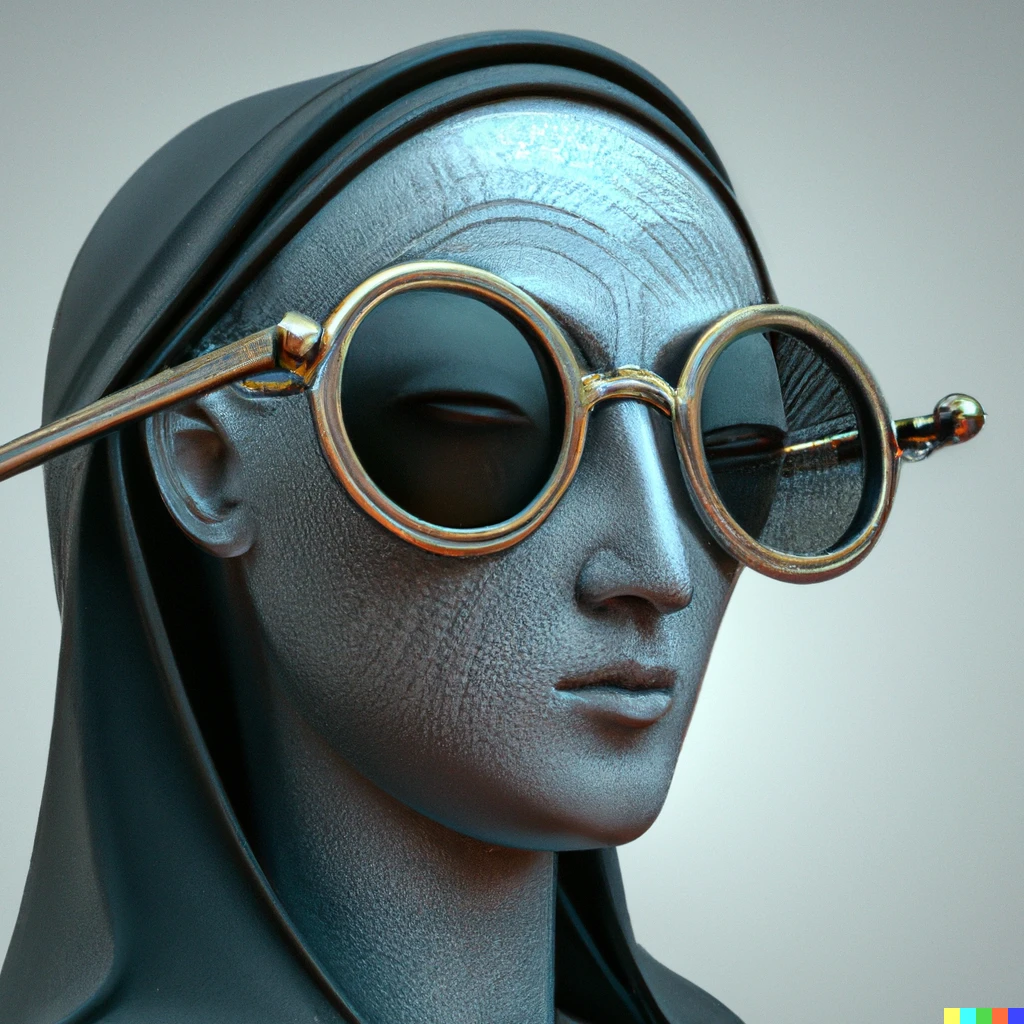 Prompt: Eyeglasses for Temida, the blind godness of justice, digital art