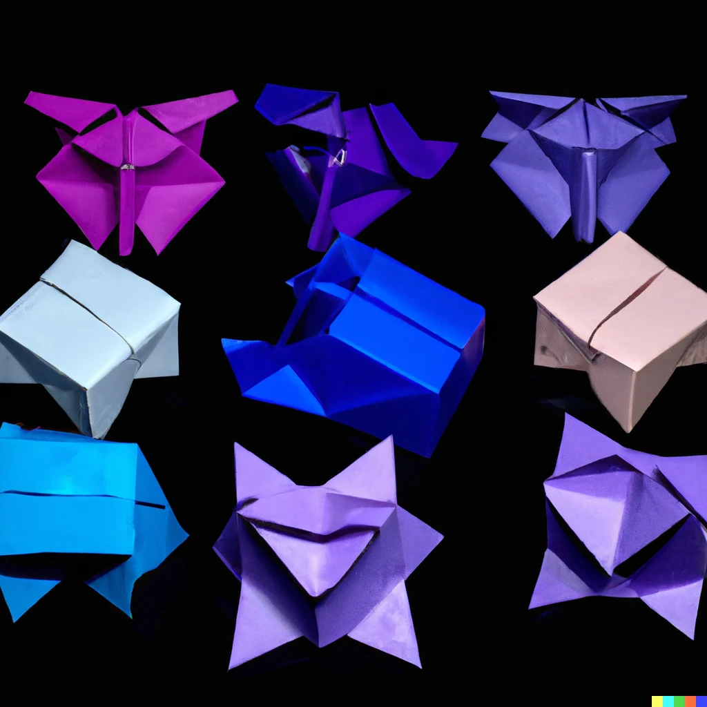 Prompt: Teaching AI origami for carbon and polythene synthesis and varied assortment 