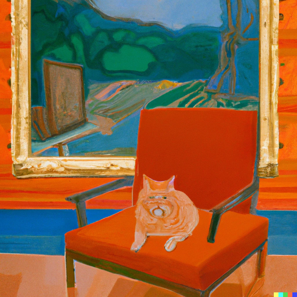 Prompt: Garfield in a David Hockney painting
