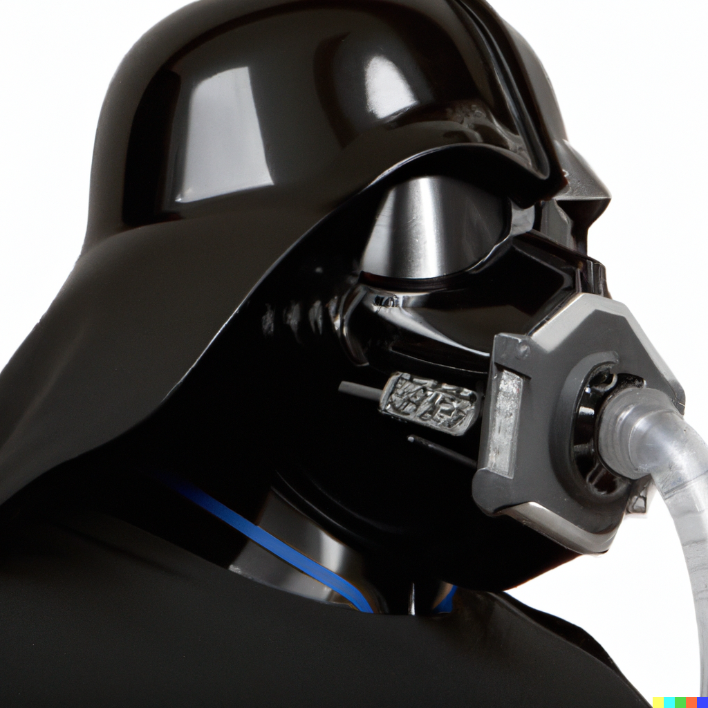 × DALL·E Darth Vader wearing a CPAP