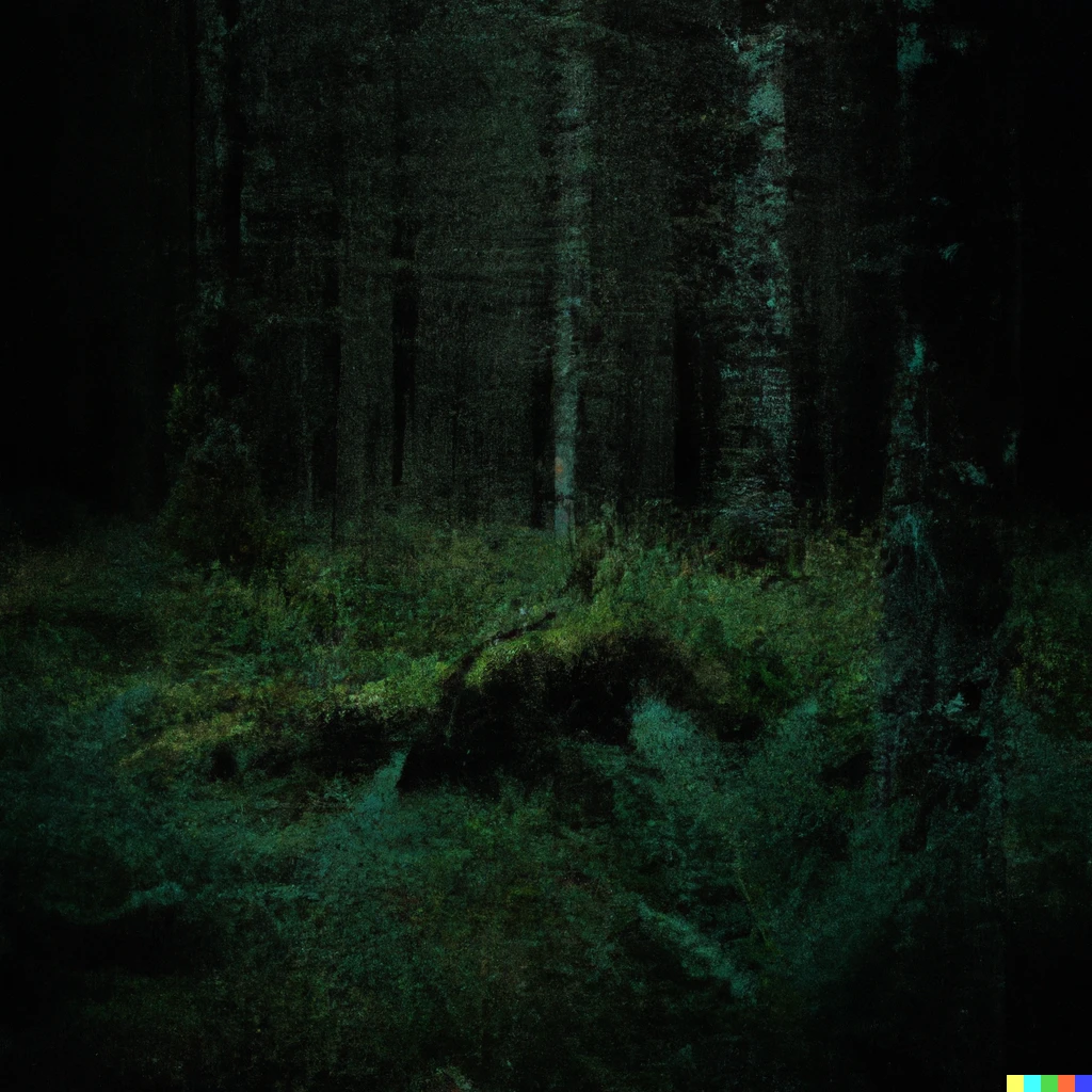 Prompt: Alone in the woods (creepy)