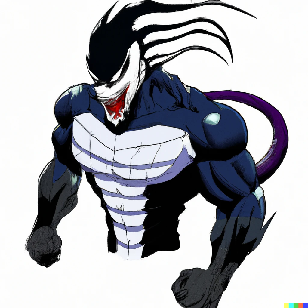 Prompt: Vegeta as Venom marvel style 