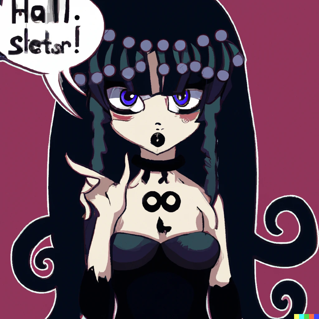 Prompt: Cthulhu as a goth girl tsundere