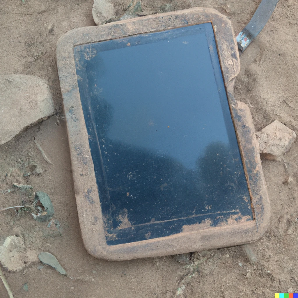 Prompt: ipad like device found during Harappan site excavation