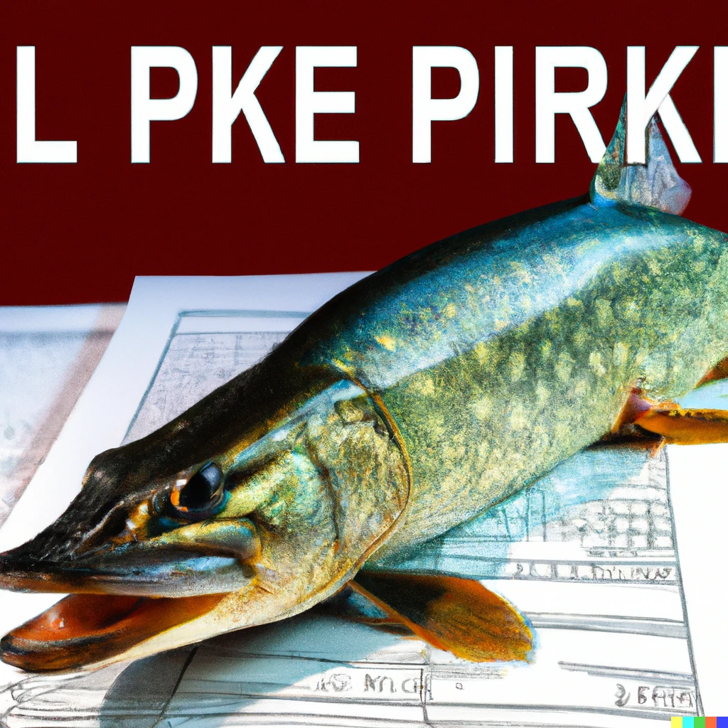 Prompt: A photorealistic image of a pike (fish) paying taxes.