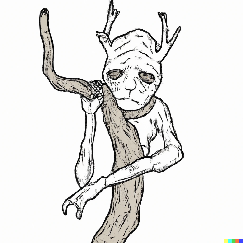 Prompt: A tree monster who’s bones are on the outside