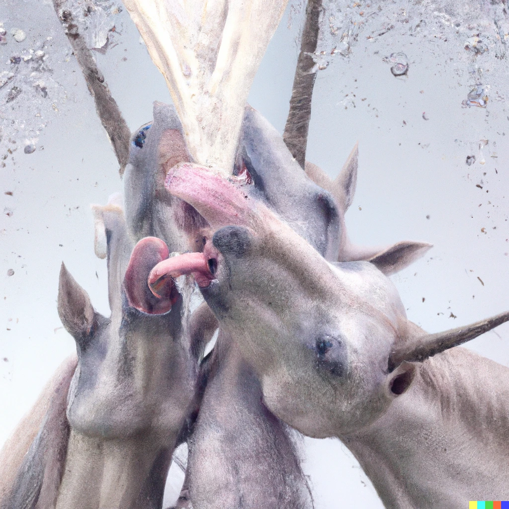 Prompt: Unicorns puking, detailed, hyper-realistic photograph