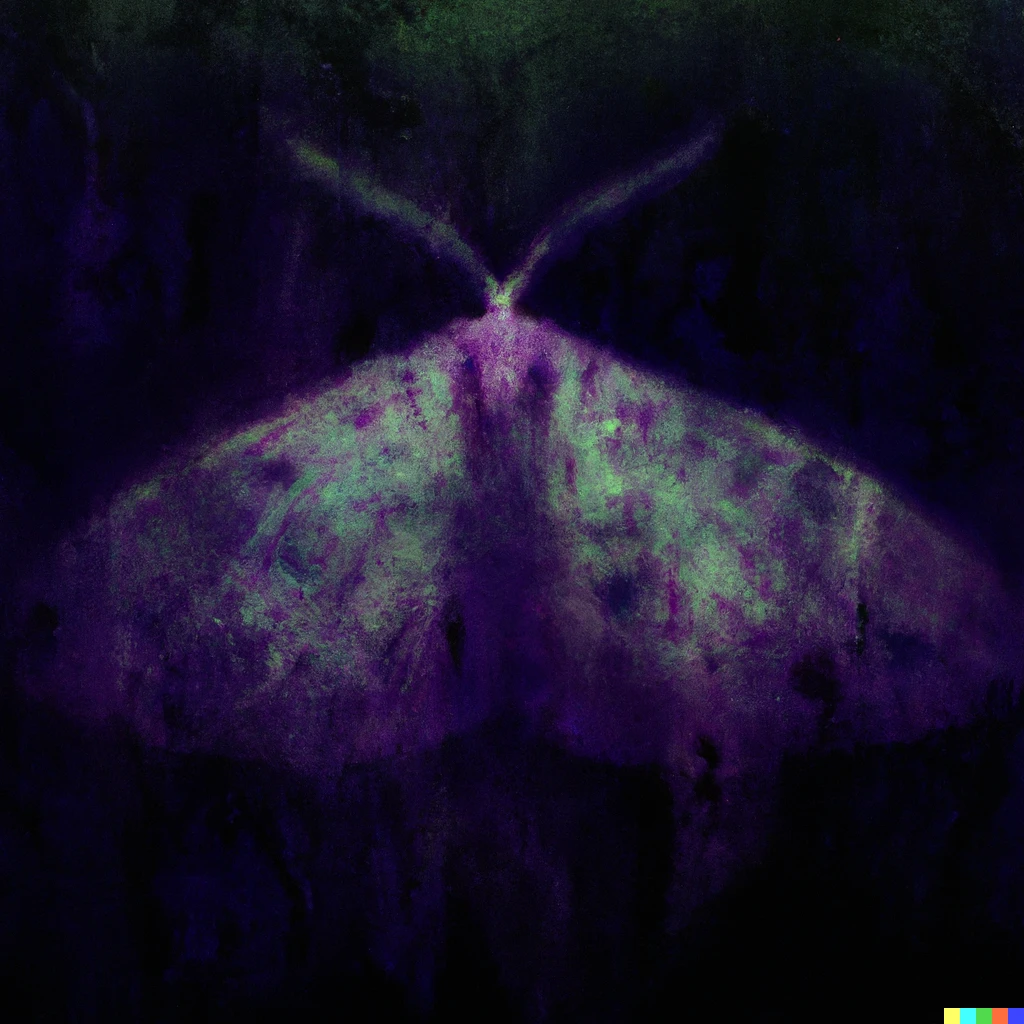 Prompt: That butterfly is staring at me, horror, mysterious, art deco, ominous, matte background, wet brush