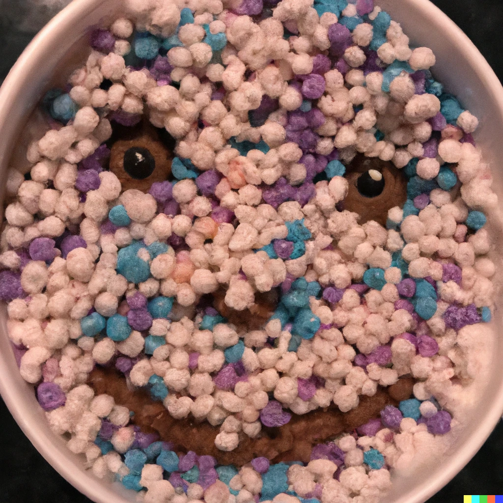 Prompt: dippin dots in the form of a human face