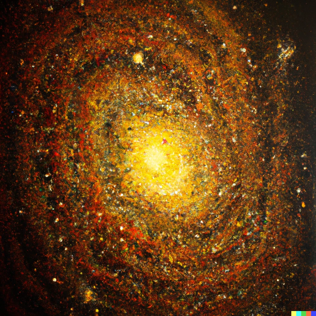 Prompt: An oil painting of a galaxy painted by Benito Quinquela Martin