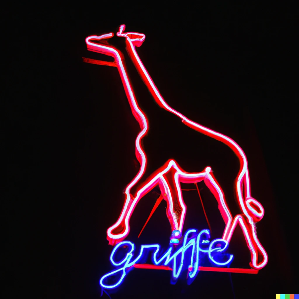Prompt: A neon sign of a Giraffe.