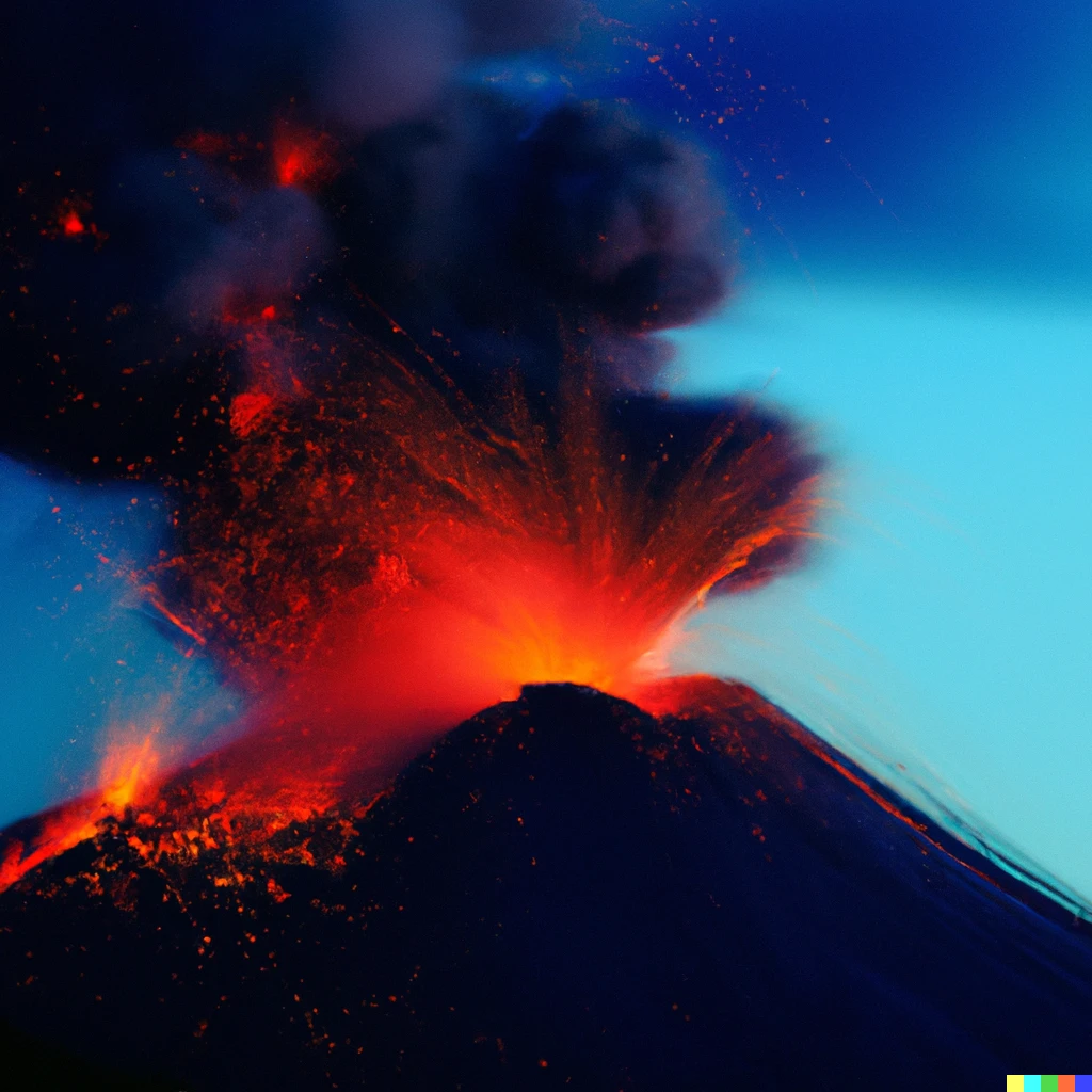 Prompt: A volcano erupting violently.